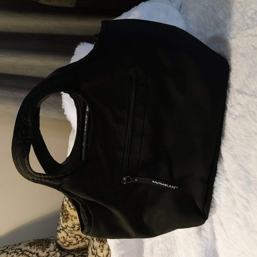Rachael Ray| Black Insulated Zippered Lunch Tote With Outer Zippered Pocket